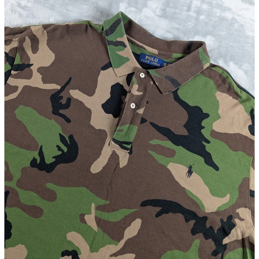Polo Ralph Lauren Polo Shirt Men 3XB Big Camo Woodland Knit Mesh Short Sleeve